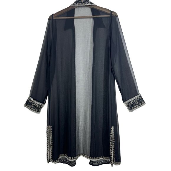 Mark & John By Gopal Black Sheer Beaded Embroidered Dress Jacket Size Medium - Picture 3 of 12